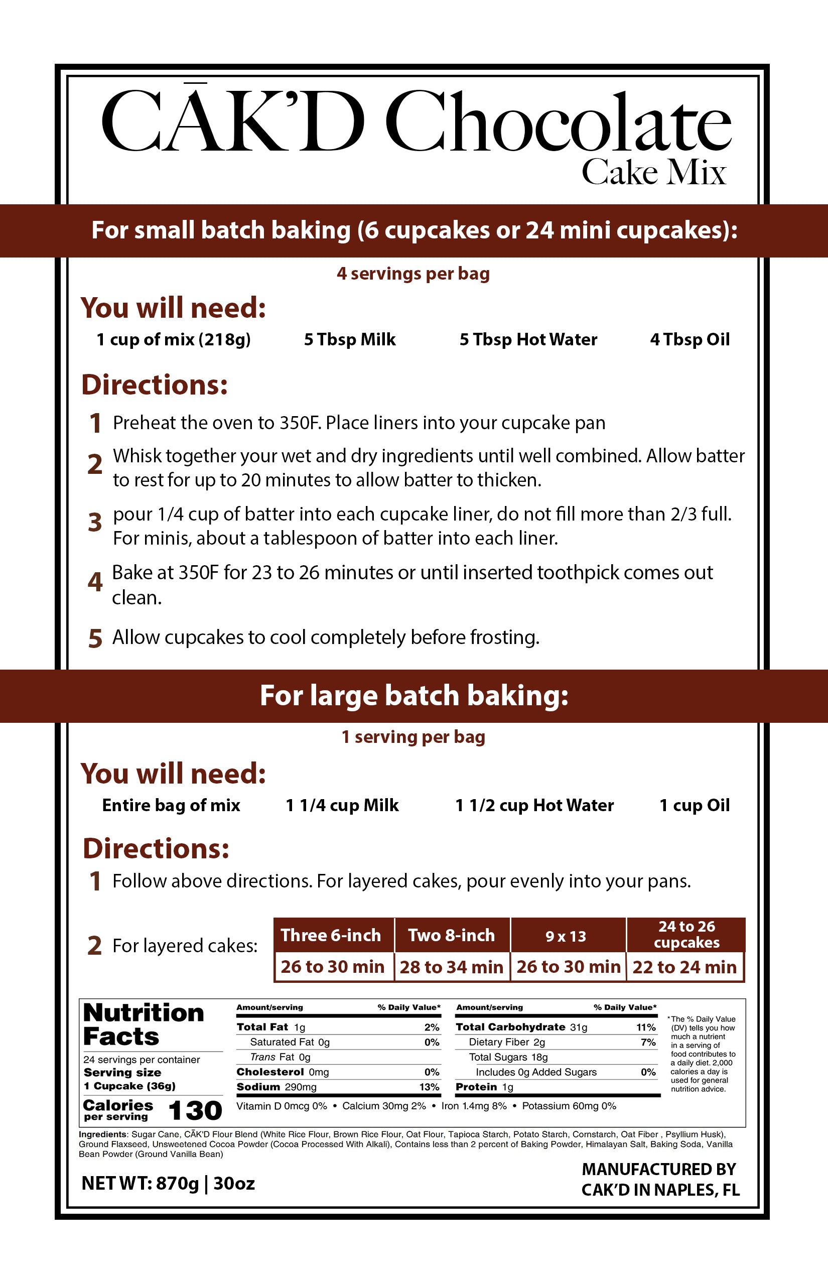 Chocolate Cake Mix - Professional Batch